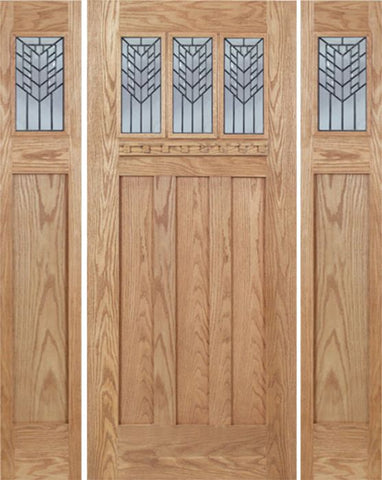 WDMA 60x80 Door (5ft by 6ft8in) Exterior Oak Barnsdale Single Door/2side w/ E Glass 1