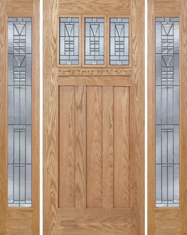 WDMA 60x80 Door (5ft by 6ft8in) Exterior Oak Barnsdale Single Door/2 Full-lite side w/ B Glass 1