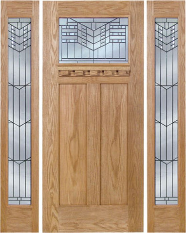 WDMA 60x80 Door (5ft by 6ft8in) Exterior Oak Pearce Single Door/2 Full-lite side w/ E Glass 1