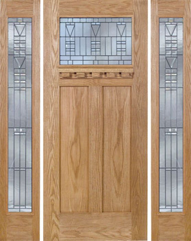 WDMA 60x80 Door (5ft by 6ft8in) Exterior Oak Pearce Single Door/2 Full-lite side w/ B Glass 1