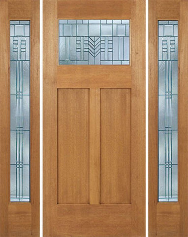 WDMA 60x80 Door (5ft by 6ft8in) Exterior Mahogany Pearce Single Door/2 Full-lite side w/ C Glass 1