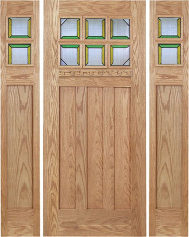 WDMA 60x80 Door (5ft by 6ft8in) Exterior Oak Randall Single Door/2side w/ MO Glass 1