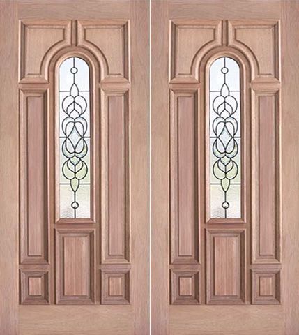 WDMA 60x80 Door (5ft by 6ft8in) Exterior Mahogany Decorative Center Arch Lite Double Entry Door 1