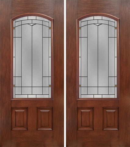 WDMA 60x80 Door (5ft by 6ft8in) Exterior Mahogany Camber 3/4 Lite Double Entry Door TP Glass 1
