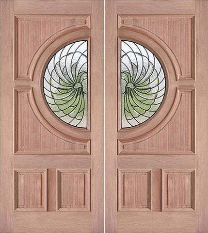 WDMA 60x80 Door (5ft by 6ft8in) Exterior Mahogany Decorative Circle Lite Double Entry Doors  1