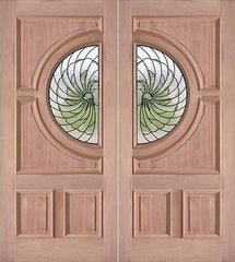 WDMA 60x80 Door (5ft by 6ft8in) Exterior Mahogany Decorative Circle Lite Double Entry Doors  1