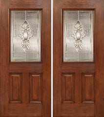 WDMA 60x80 Door (5ft by 6ft8in) Exterior Mahogany Half Lite 2 Panel Double Entry Door HM Glass 1