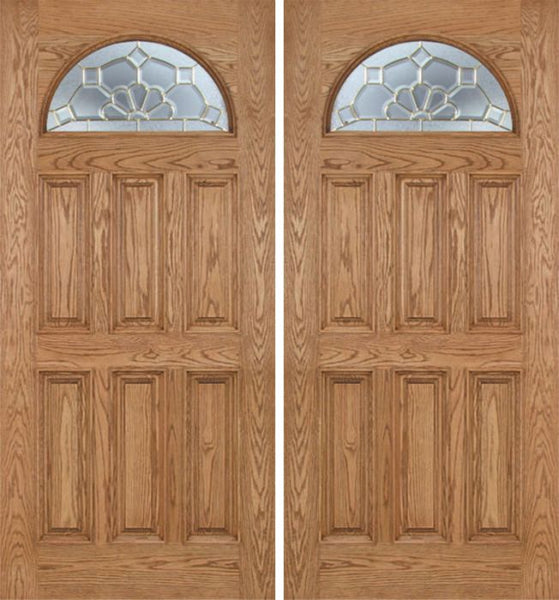 WDMA 60x80 Door (5ft by 6ft8in) Exterior Oak Merritt Double Door w/ A Glass 1
