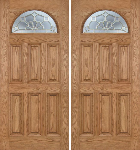 WDMA 60x80 Door (5ft by 6ft8in) Exterior Oak Merritt Double Door w/ A Glass 1