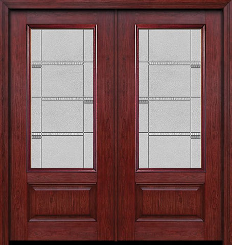 WDMA 60x80 Door (5ft by 6ft8in) Exterior Cherry 3/4 Lite 1 Panel Double Entry Door Crosswalk Glass 1