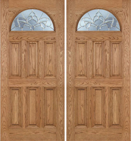 WDMA 60x80 Door (5ft by 6ft8in) Exterior Oak Merritt Double Door w/ C Glass 1