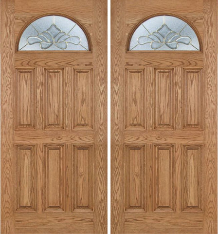 WDMA 60x80 Door (5ft by 6ft8in) Exterior Oak Merritt Double Door w/ BO Glass 1