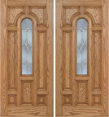 WDMA 60x80 Door (5ft by 6ft8in) Exterior Oak Carrick Double Door w/ C Glass - 6ft8in Tall 1