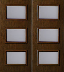 WDMA 60x80 Door (5ft by 6ft8in) Exterior Cherry Contemporary Three Lite Double Entry Door 1