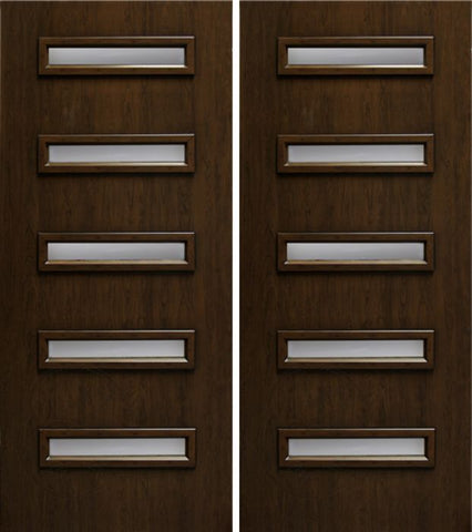 WDMA 60x80 Door (5ft by 6ft8in) Exterior Cherry Contemporary Slim Horizontal Five Lite Double Entry Door 1