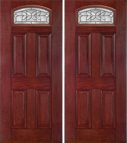 WDMA 60x80 Door (5ft by 6ft8in) Exterior Cherry Camber Top Double Entry Door CD Glass 1