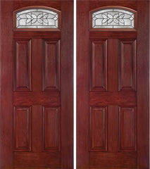 WDMA 60x80 Door (5ft by 6ft8in) Exterior Cherry Camber Top Double Entry Door CD Glass 1