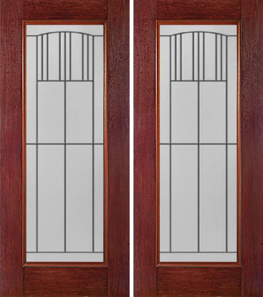 WDMA 60x80 Door (5ft by 6ft8in) Exterior Cherry Full Lite Double Entry Door MI Glass 1