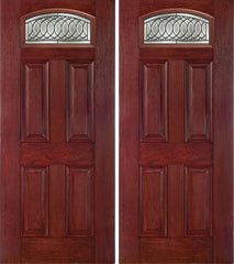 WDMA 60x80 Door (5ft by 6ft8in) Exterior Cherry Camber Top Double Entry Door PS Glass 1