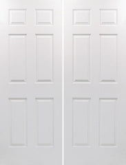 WDMA 60x96 Door (5ft by 8ft) Interior Swing Woodgrain 96in Colonist Hollow Core Textured Double Door|1-3/8in Thick 1