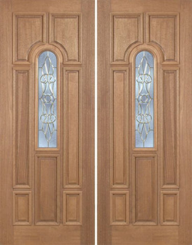 WDMA 60x96 Door (5ft by 8ft) Exterior Mahogany Revis Double Door w/ L Glass - 8ft Tall 1