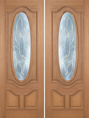 WDMA 60x96 Door (5ft by 8ft) Exterior Mahogany Carmel Double Door w/ BO Glass - 8ft Tall 1