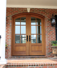 WDMA 60x96 Door (5ft by 8ft) Patio Swing Mahogany Tiffany TDL 6 Lite Double Door/Arch Top 3