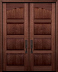 WDMA 60x96 Door (5ft by 8ft) Exterior Mahogany 96in Double Arch 4 Panel DoorCraft Door 1