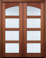 WDMA 60x96 Door (5ft by 8ft) Exterior Mahogany 96in Double 4 Lite Continental TDL Arch Lite DoorCraft Door w/Bevel IG 1