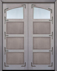 WDMA 60x96 Door (5ft by 8ft) Exterior Mahogany 96in Double 1 Lite Continental TDL Arch Lite DoorCraft Door w/Bevel IG 1