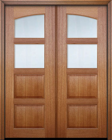 WDMA 60x96 Door (5ft by 8ft) Exterior Mahogany 96in Double 2 Lite Continental TDL Arch Lite DoorCraft Door w/Bevel IG 1
