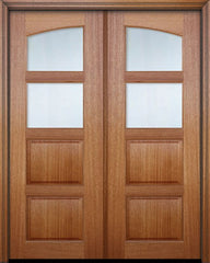 WDMA 60x96 Door (5ft by 8ft) Exterior Mahogany 96in Double 2 Lite Continental TDL Arch Lite DoorCraft Door w/Bevel IG 1