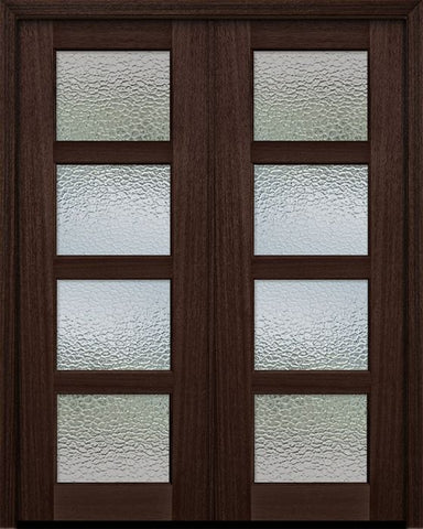 WDMA 60x96 Door (5ft by 8ft) Exterior Mahogany 96in Double 4 lite TDL Continental DoorCraft Door w/Textured Glass 1