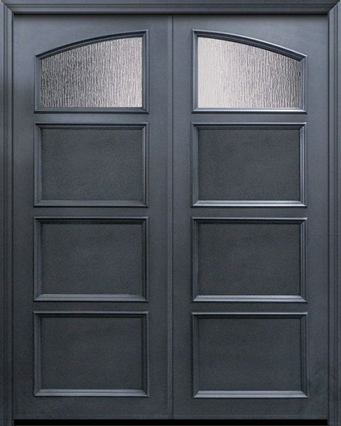 WDMA 60x96 Door (5ft by 8ft) Exterior 96in ThermaPlus Steel 3 Panel Square Top 1 Lite Continental Double Door w/ Textured Glass 1