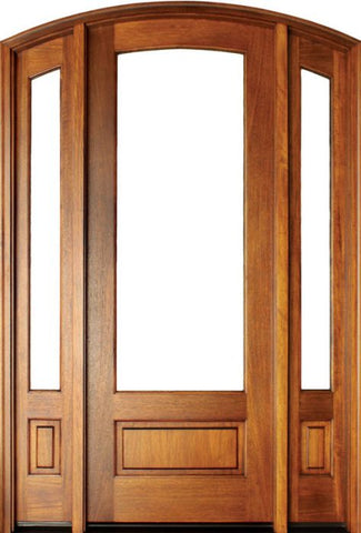WDMA 62x80 Door (5ft2in by 6ft8in) French Mahogany Alexandria Arched 1 Lite Impact Single Door/2Sidelight Arch Top 1-3/4 Thick 1