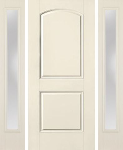 WDMA 62x80 Door (5ft2in by 6ft8in) Exterior Smooth 2 Panel Soft Arch Star Door 2 Sides Clear 1