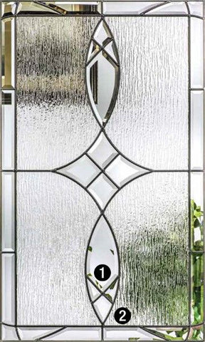 WDMA 62x80 Door (5ft2in by 6ft8in) Exterior Oak Blackstone Half Lite 2 Panel Fiberglass Door 2 Sides 2