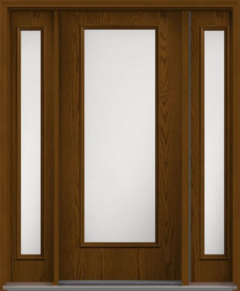 WDMA 62x80 Door (5ft2in by 6ft8in) Patio Oak Satin Etch Full Lite Flush Fiberglass Exterior Door 2 Sides 1