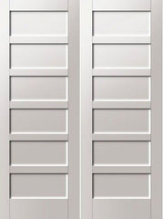 WDMA 64x80 Door (5ft4in by 6ft8in) Interior Barn Pine 96in Primed 6 Panel Shaker Double Door | 4112 1