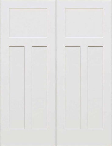 WDMA 64x80 Door (5ft4in by 6ft8in) Interior Barn Smooth 80in 3-Panel Craftsman Primed Double Door 1