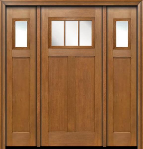 WDMA 64x80 Door (5ft4in by 6ft8in) Exterior Fir Craftsman Top 3 Lite Single Entry Door Sidelights 1