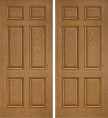 WDMA 64x80 Door (5ft4in by 6ft8in) Exterior Oak 6 Panel Classic-Craft Collection Double Door 1