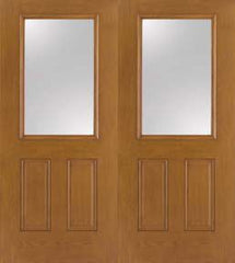 WDMA 64x80 Door (5ft4in by 6ft8in) Exterior Oak Fiberglass Impact Door 1/2 Lite Clear Low-E 6ft8in Double 1