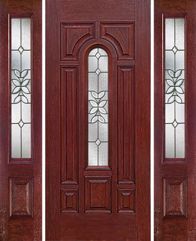 WDMA 64x80 Door (5ft4in by 6ft8in) Exterior Cherry Center Arch Lite Single Entry Door Sidelights CD Glass 1
