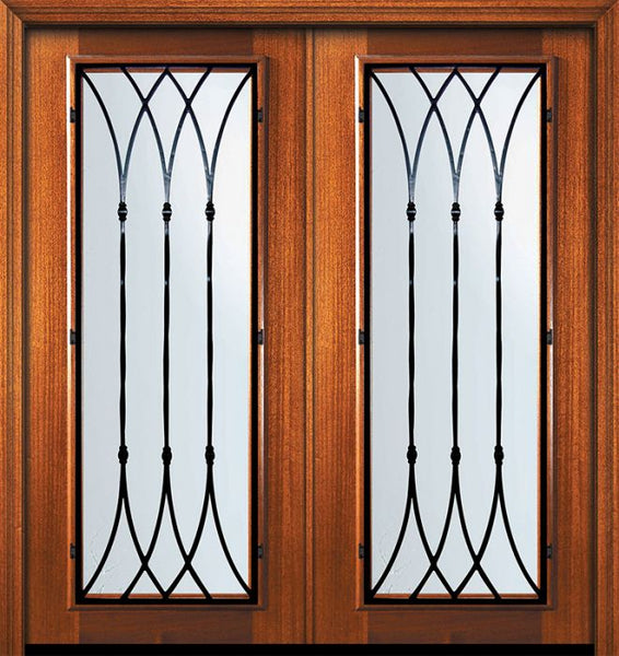 WDMA 64x80 Door (5ft4in by 6ft8in) Exterior Mahogany 80in Double Full Lite Warwick Door 1