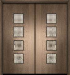 WDMA 64x80 Door (5ft4in by 6ft8in) Exterior Mahogany 80in Double Venice Contemporary Door w/Metal Grid 1