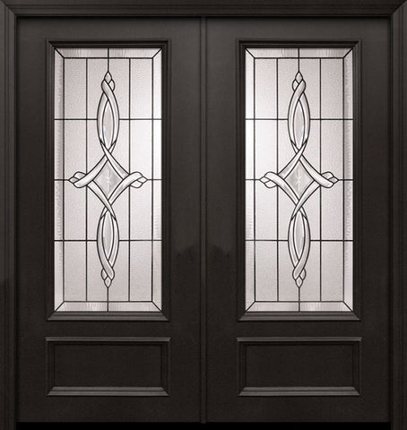 WDMA 64x80 Door (5ft4in by 6ft8in) Exterior 80in ThermaPlus Steel Marsais 1 Panel 3/4 Lite Double Door 1