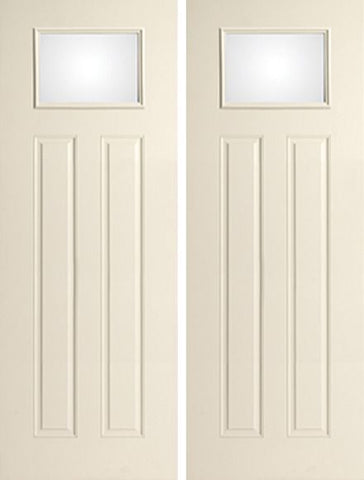 WDMA 64x96 Door (5ft4in by 8ft) Exterior Smooth 8ft Satin Etch 2 Panel Craftsman Star Single Door 1