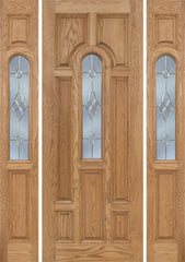 WDMA 64x96 Door (5ft4in by 8ft) Exterior Oak Carrick Single Door/2side w/ C Glass - 8ft Tall 1