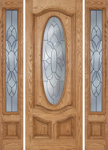 WDMA 64x96 Door (5ft4in by 8ft) Exterior Oak Dally Single Door/2side w/ BO Glass - 8ft Tall 1